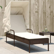 Ligbed poly rattan bruin met luifel