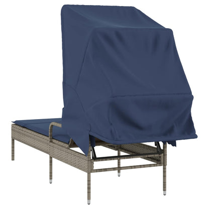 Ligstoel met Luifel grijs poly rattan