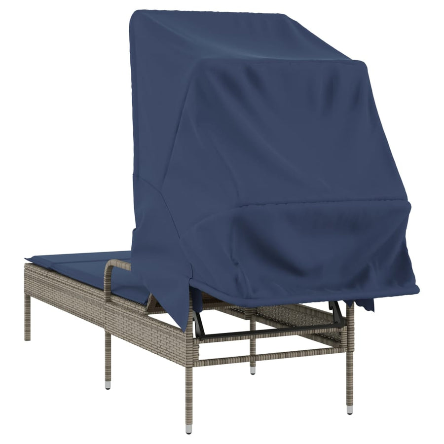 Ligstoel met Luifel grijs poly rattan