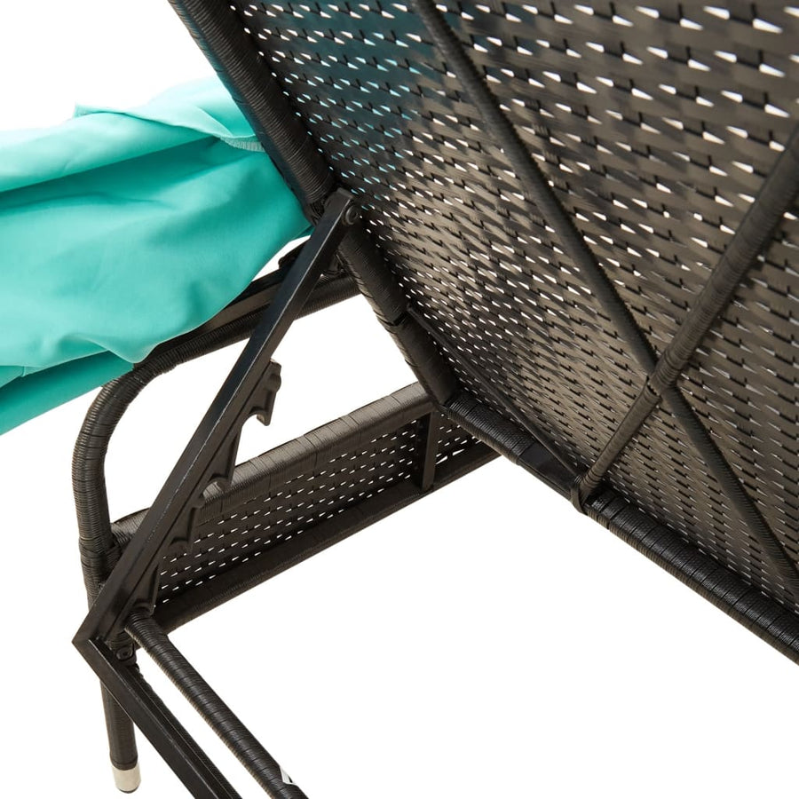 Ligstoel met luifel zwart poly rattan
