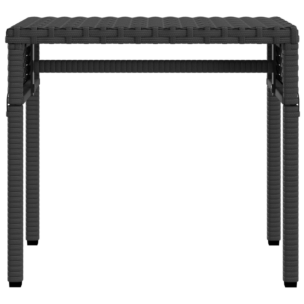 Ligbed met luifel en tafel poly rattan zwart