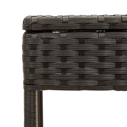 Ligbed met luifel en tafel poly rattan zwart