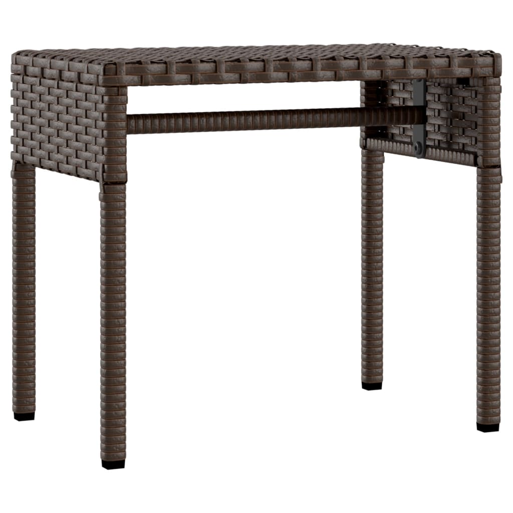 Ligstoel met luifel en tafel bruin poly rattan