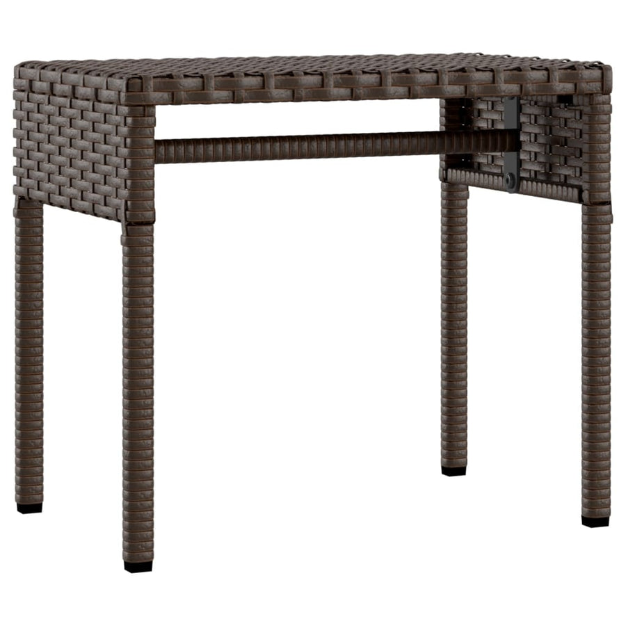 Ligstoel met luifel en tafel bruin poly rattan