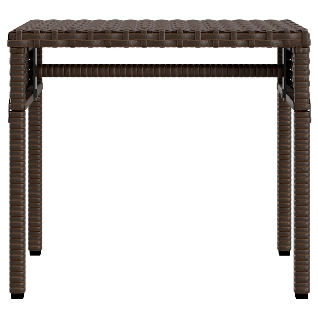 Ligstoel met luifel en tafel bruin poly rattan
