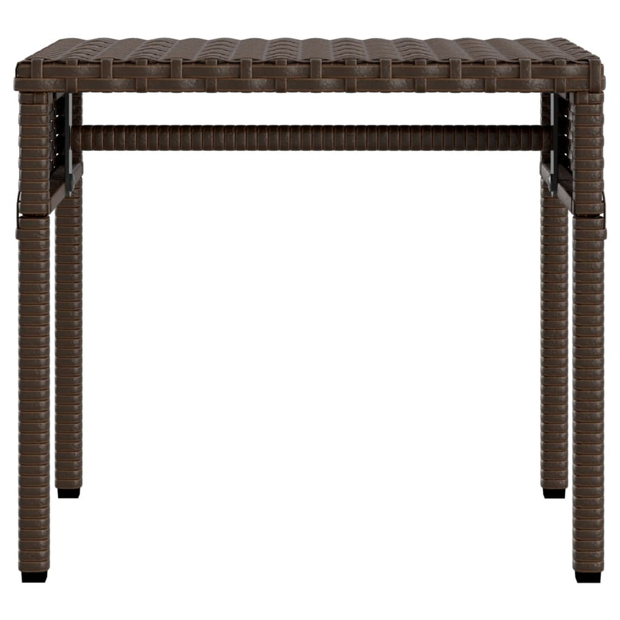 Ligstoel met luifel en tafel bruin poly rattan