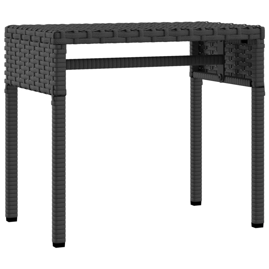 Ligstoel met luifel en tafel zwart poly rattan