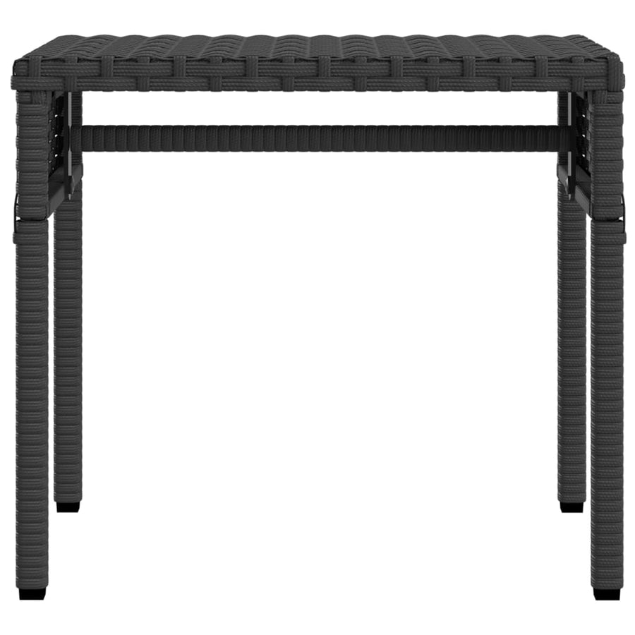 Ligstoel met luifel en tafel zwart poly rattan