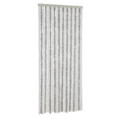 Vliegengordijn 56x185 cm chenille lichtgrijs en wit
