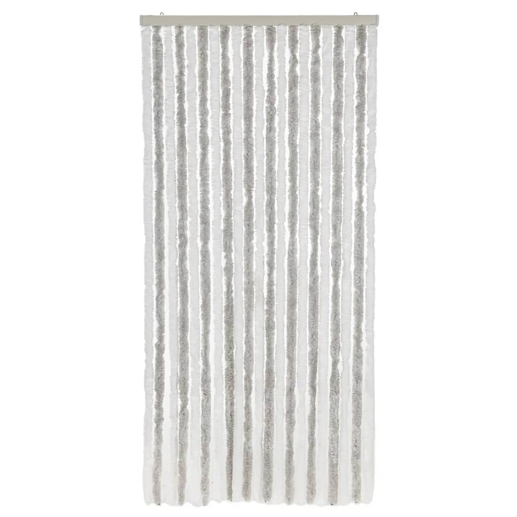 Vliegengordijn 56x185 cm chenille lichtgrijs en wit