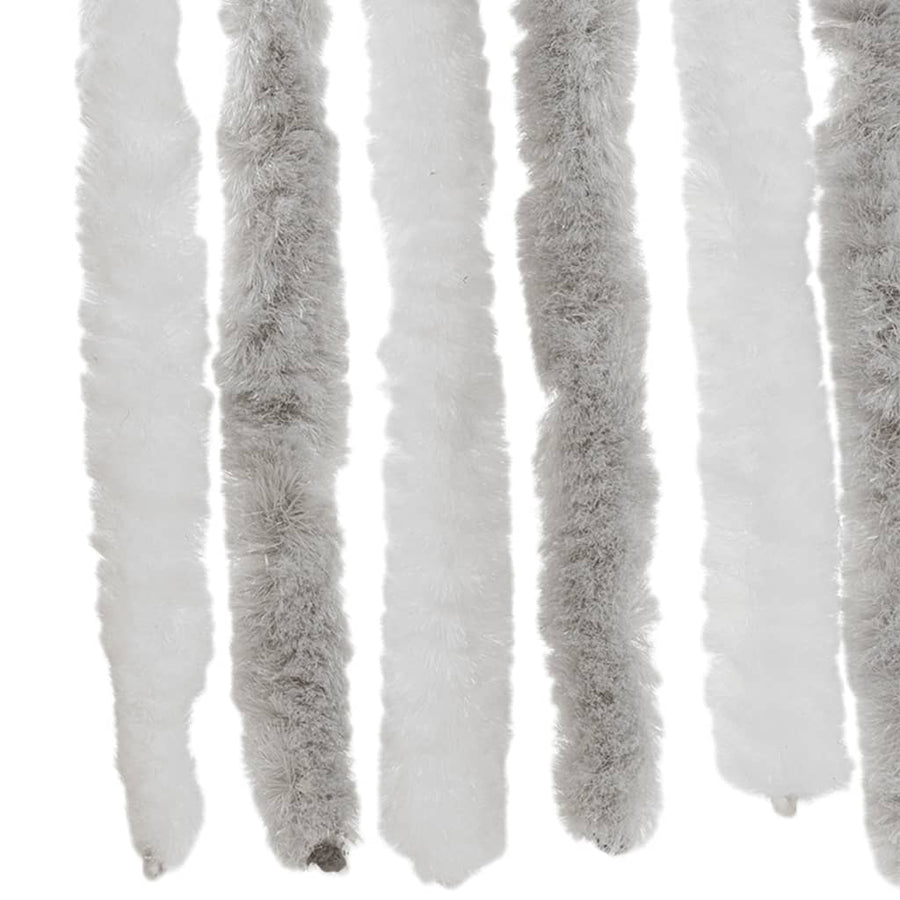 Vliegengordijn 56x185 cm chenille lichtgrijs en wit