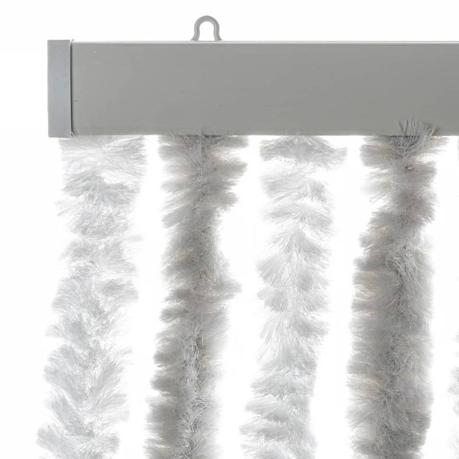 Vliegengordijn 56x185 cm chenille lichtgrijs en wit