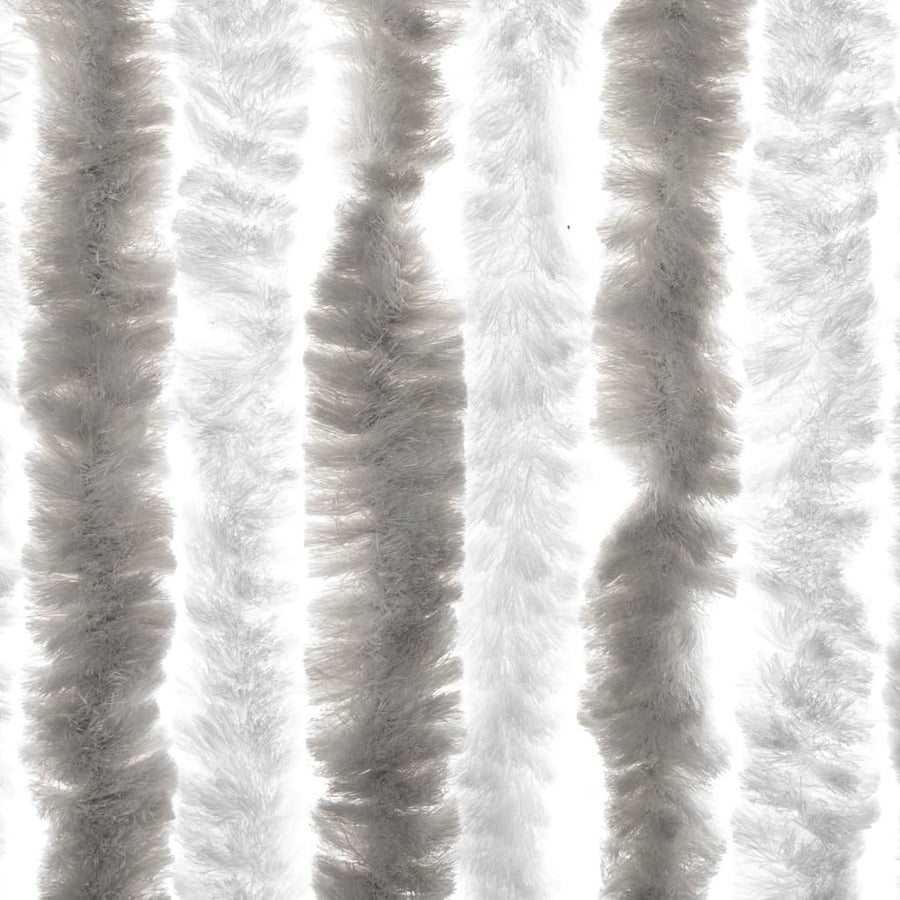 Vliegengordijn 56X200 Cm Chenille Lichtgrijs En Wit