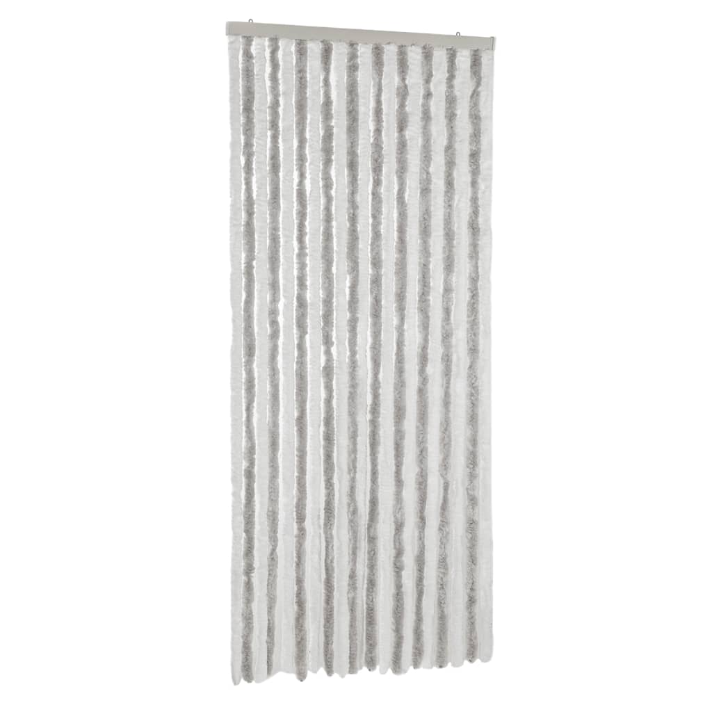 Vliegengordijn 90X220 Cm Chenille Lichtgrijs En Wit