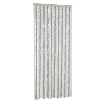 Vliegengordijn 90X220 Cm Chenille Lichtgrijs En Wit