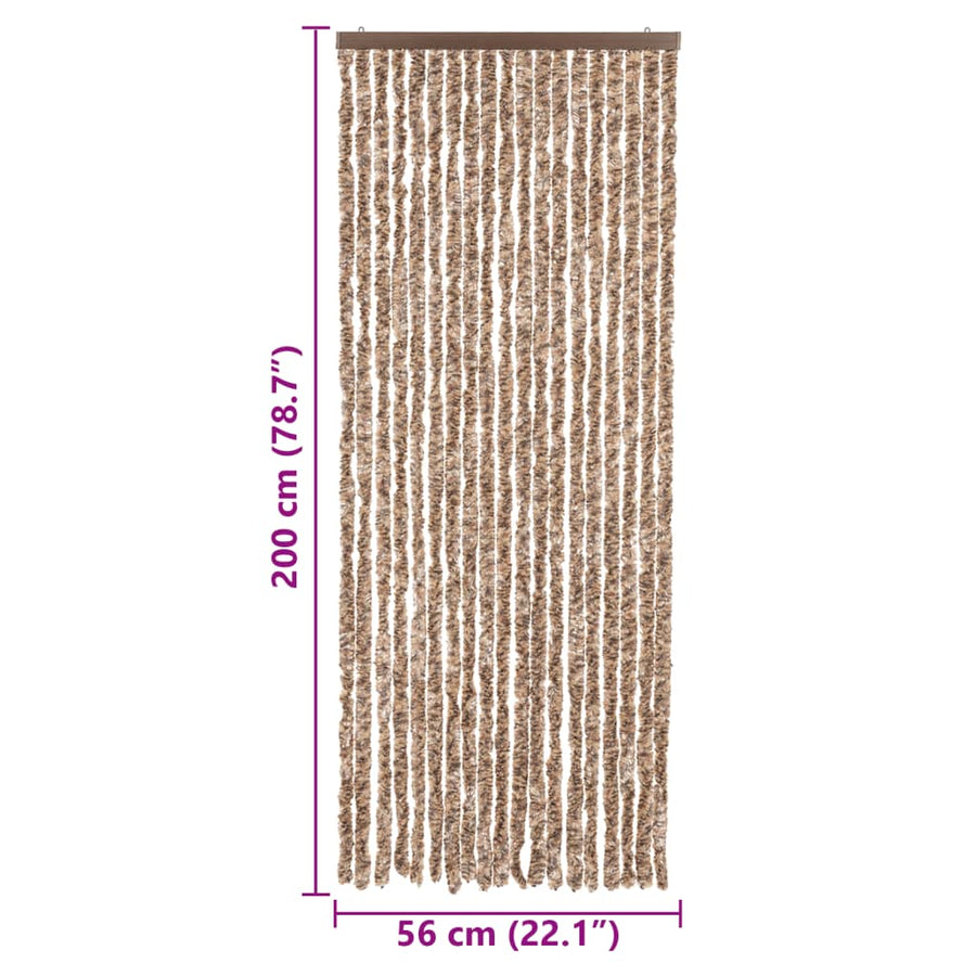 Vliegengordijn Chenille Beige En Donkerbruin 56 x 200 cm