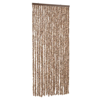 Vliegengordijn 90X200 Cm Chenille Beige En Donkerbruin