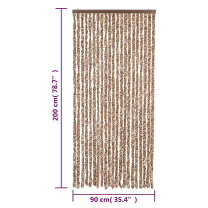 Vliegengordijn 90X200 Cm Chenille Beige En Donkerbruin