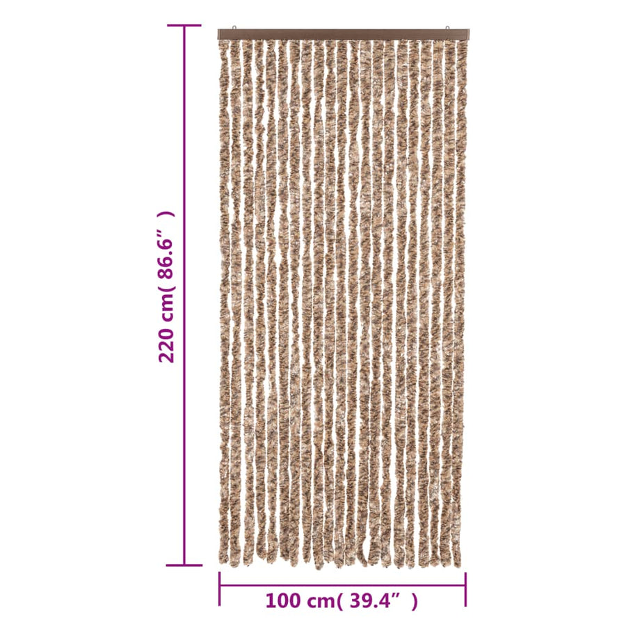 Vliegengordijn 100X220 Cm Chenille Beige En Donkerbruin