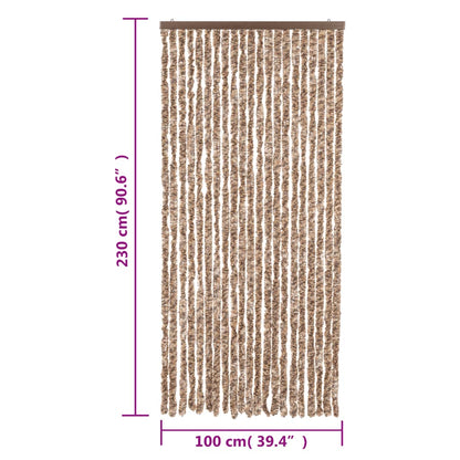 Vliegengordijn 100X230 Cm Chenille Beige En Donkerbruin