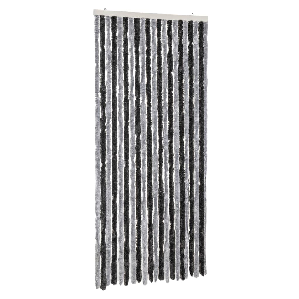 Vliegengordijn 56X185 Cm Chenille Grijs En Zwart