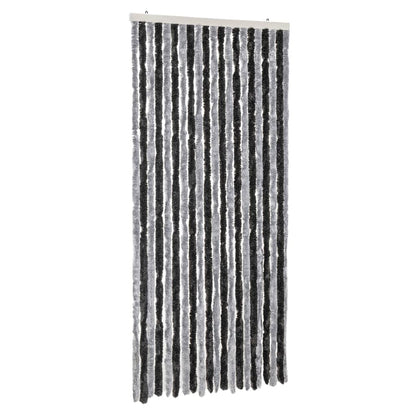 Vliegengordijn 56X185 Cm Chenille Grijs En Zwart