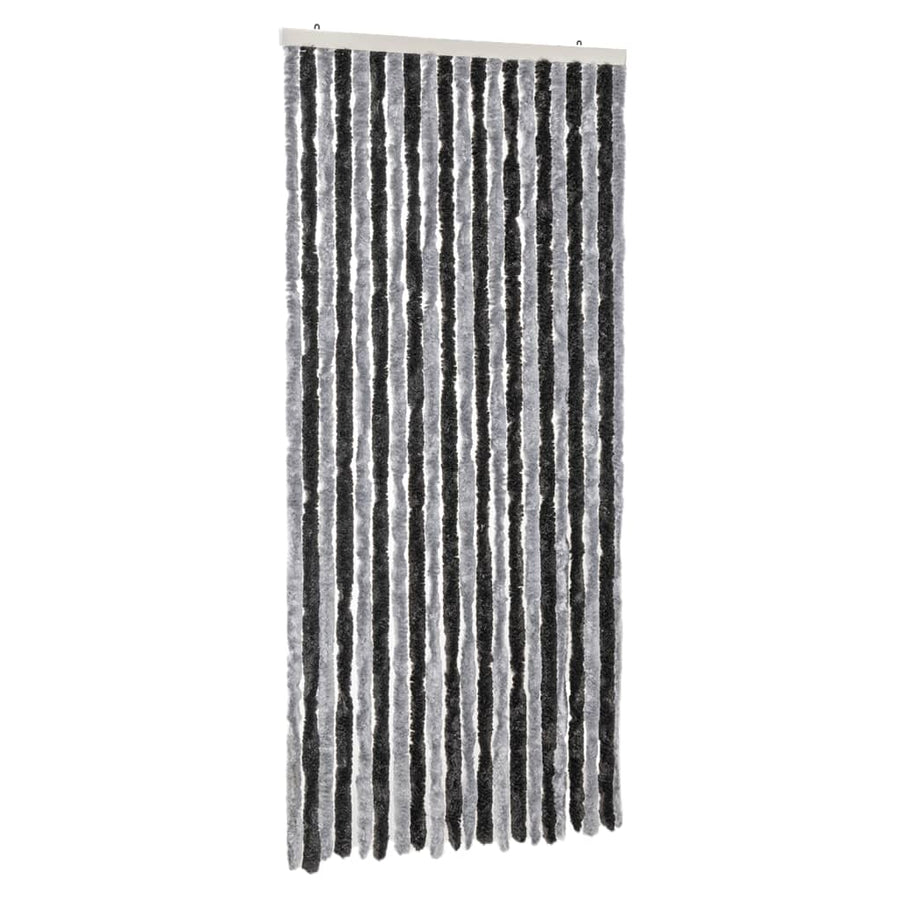 Vliegengordijn 56X185 Cm Chenille Grijs En Zwart