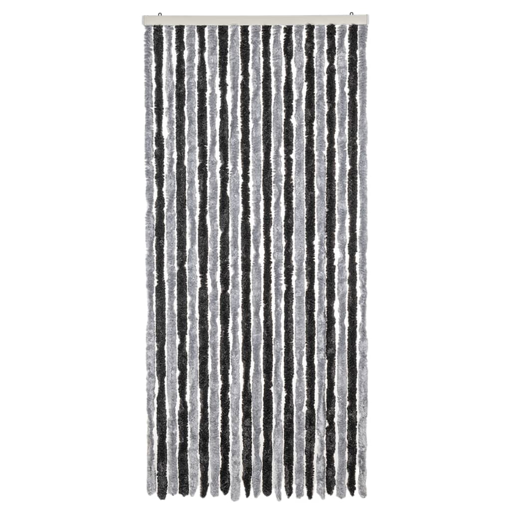 Vliegengordijn 56X185 Cm Chenille Grijs En Zwart