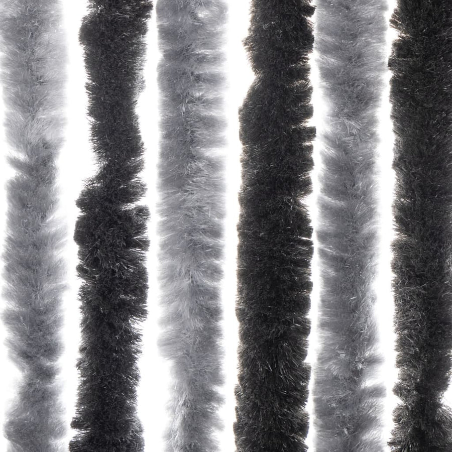 Vliegengordijn 56X185 Cm Chenille Grijs En Zwart