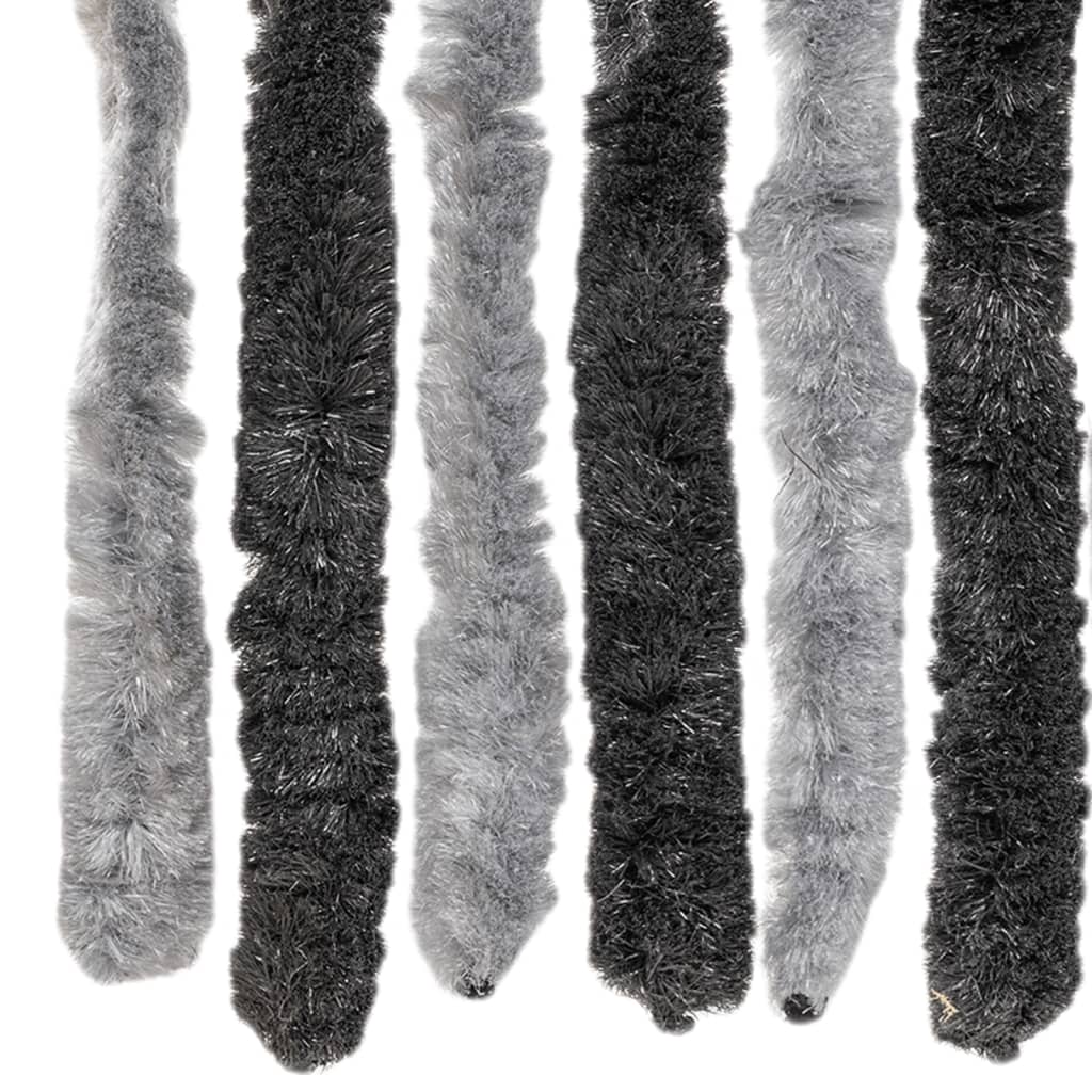 Vliegengordijn 56X185 Cm Chenille Grijs En Zwart