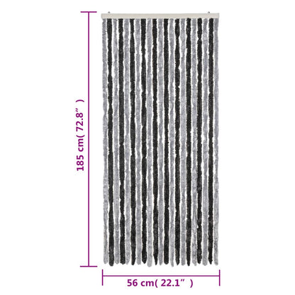 Vliegengordijn 56X185 Cm Chenille Grijs En Zwart