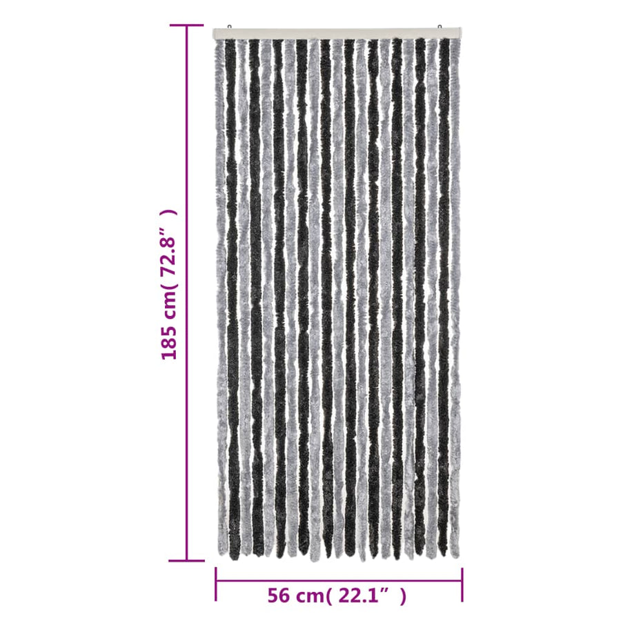 Vliegengordijn 56X185 Cm Chenille Grijs En Zwart