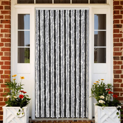 Vliegengordijn 56X185 Cm Chenille Grijs En Zwart