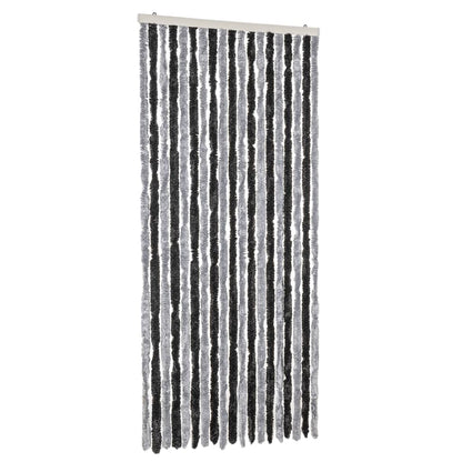 Vliegengordijn 56x200 cm chenille grijs en zwart