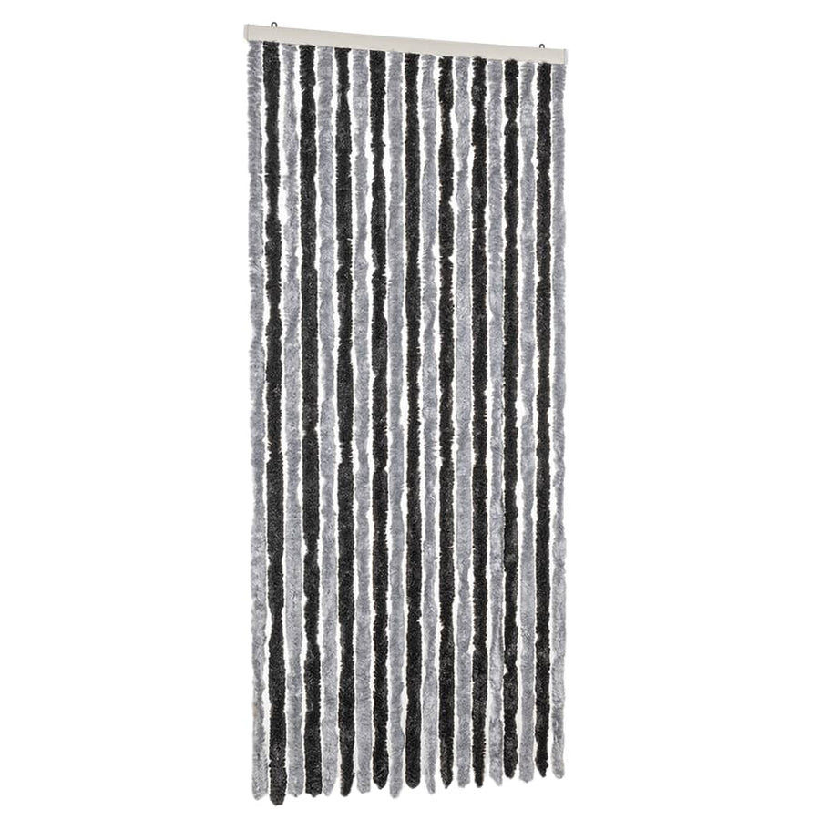 Vliegengordijn 56x200 cm chenille grijs en zwart