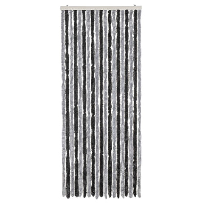 Vliegengordijn 56x200 cm chenille grijs en zwart