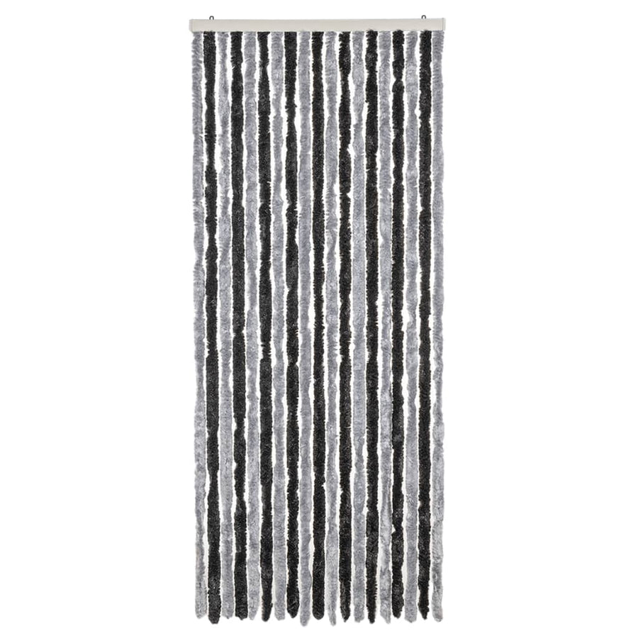 Vliegengordijn 56x200 cm chenille grijs en zwart