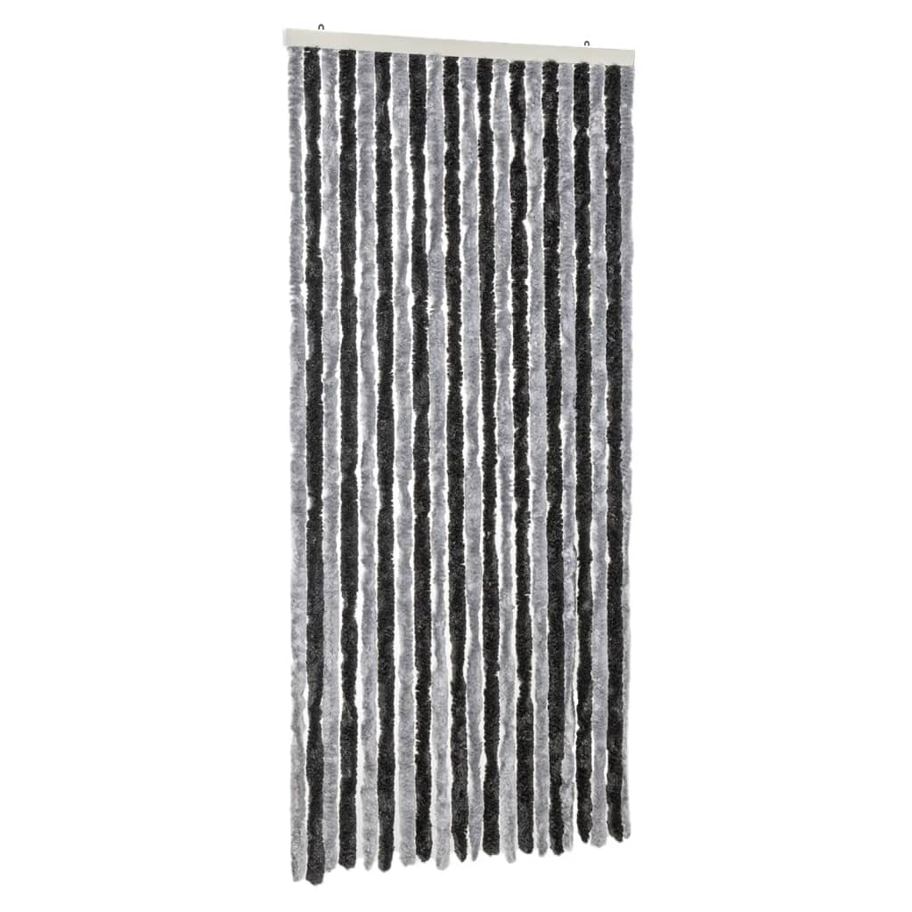 Vliegengordijn 90X200 Cm Chenille Grijs En Zwart