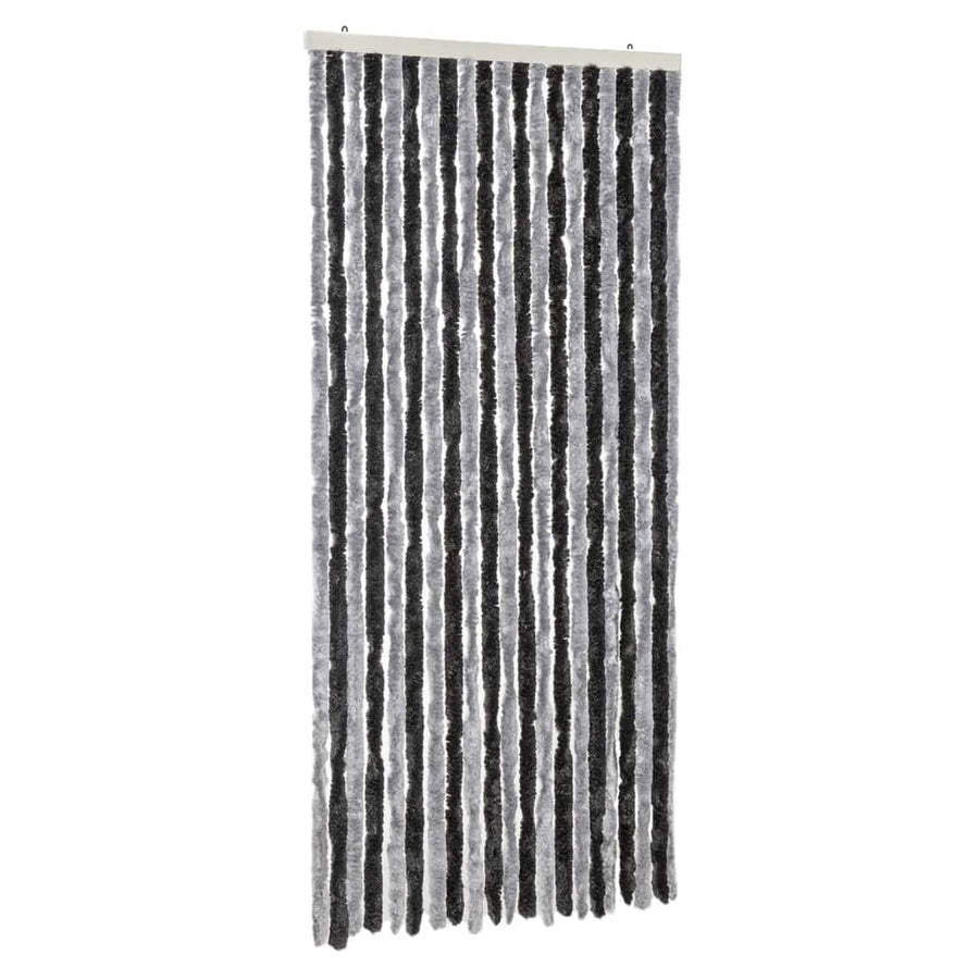 Vliegengordijn 90X200 Cm Chenille Grijs En Zwart