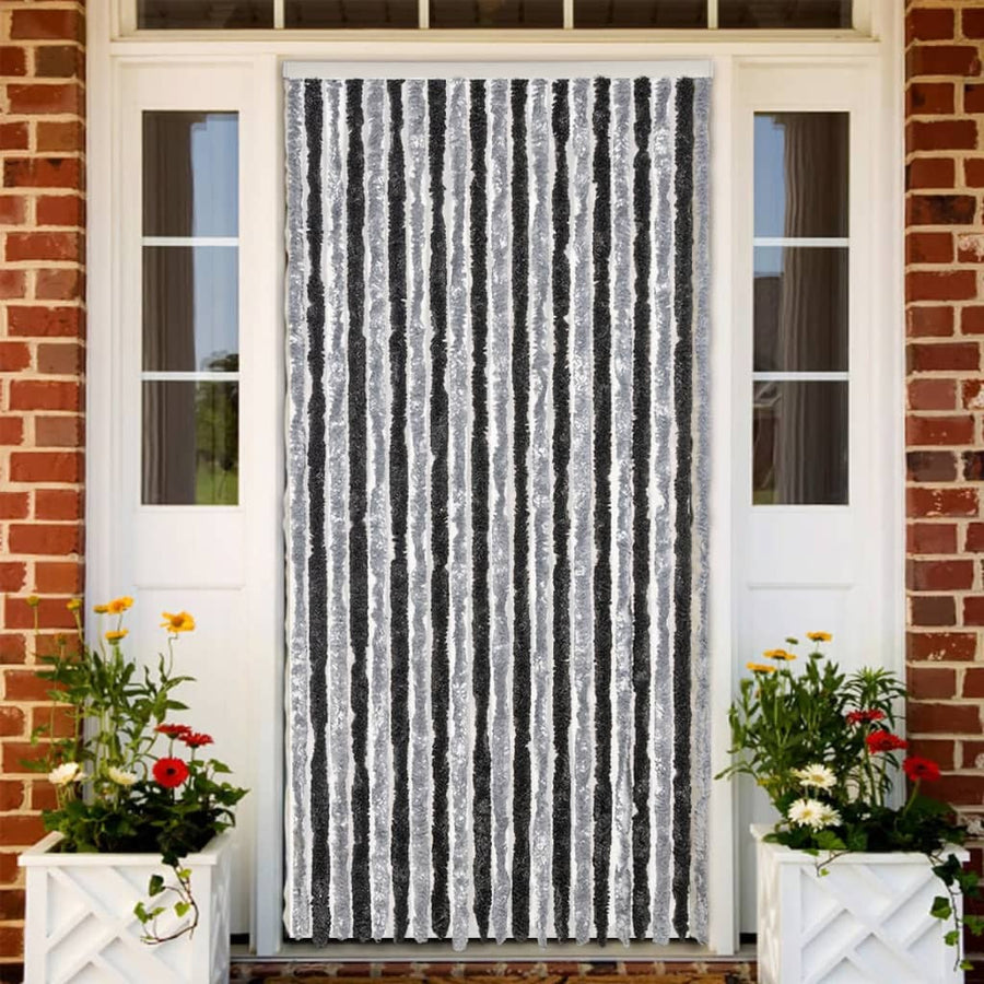 Vliegengordijn 90X220 Cm Chenille Grijs En Zwart