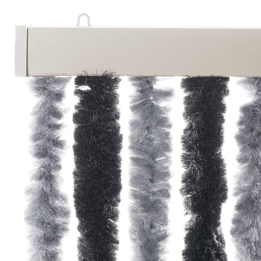 Vliegengordijn 100X230 Cm Chenille Grijs En Zwart