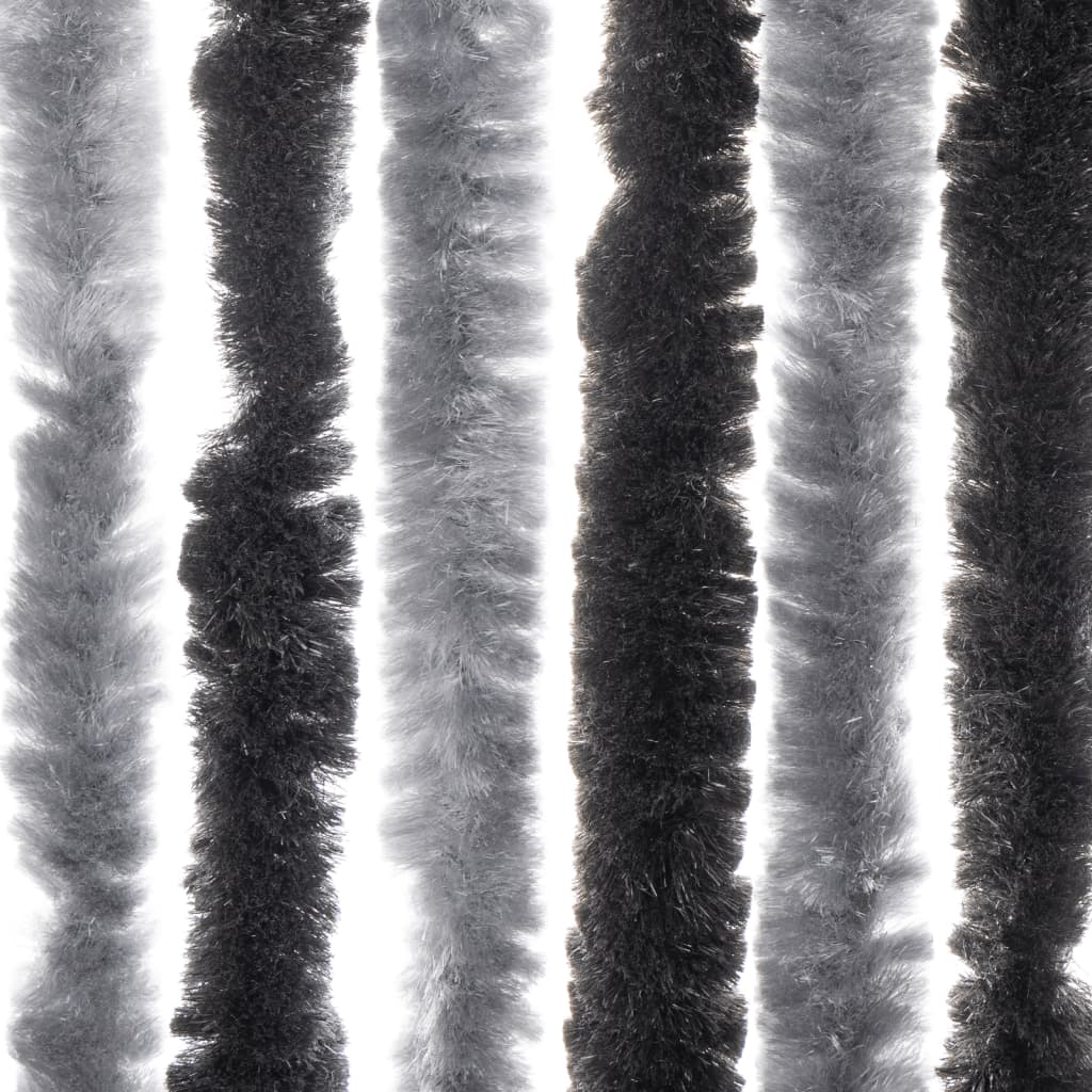Vliegengordijn 100X230 Cm Chenille Grijs En Zwart