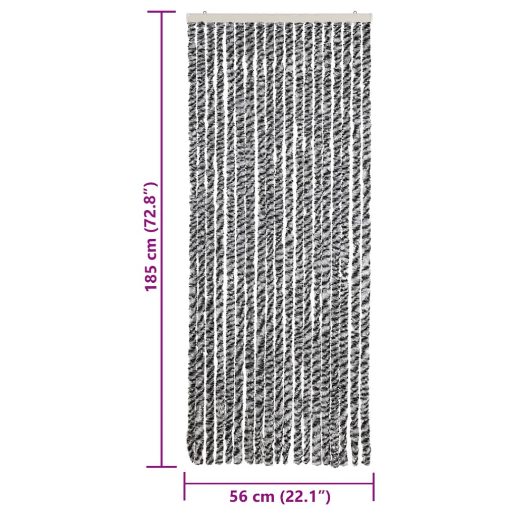 Vliegengordijn Chenille Grijs En - Zwart En Wit 56 x 185 cm
