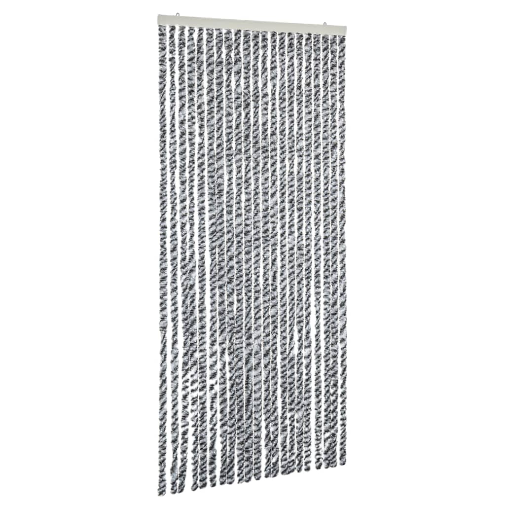 Vliegengordijn 90X200 Cm Chenille Grijs En Zwart-Wit