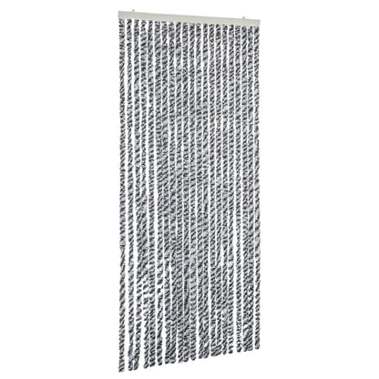 Vliegengordijn 90X200 Cm Chenille Grijs En Zwart-Wit