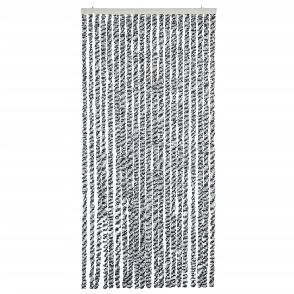 Vliegengordijn 90X200 Cm Chenille Grijs En Zwart-Wit