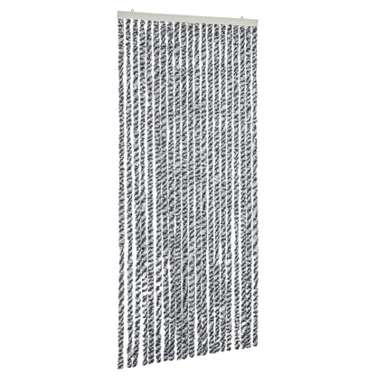 Vliegengordijn 90X220 Cm Chenille Grijs En Zwart-Wit