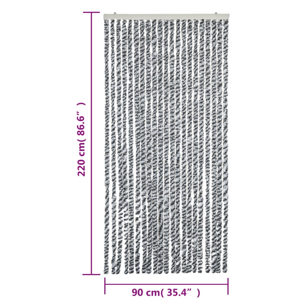 Vliegengordijn 90X220 Cm Chenille Grijs En Zwart-Wit