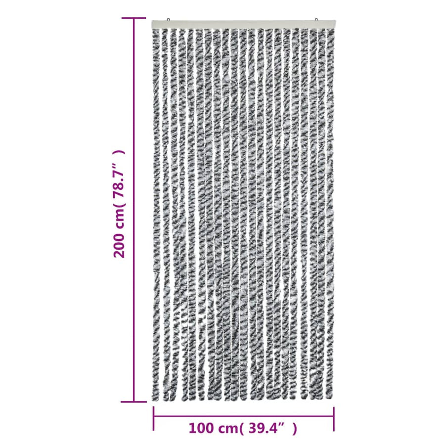 Vliegengordijn 100X200 Cm Chenille Grijs En Zwart-Wit
