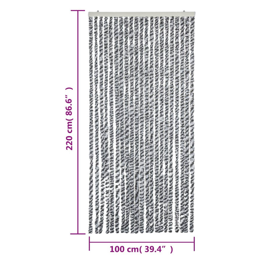 Vliegengordijn 100X220 Cm Chenille Grijs En Zwart-Wit